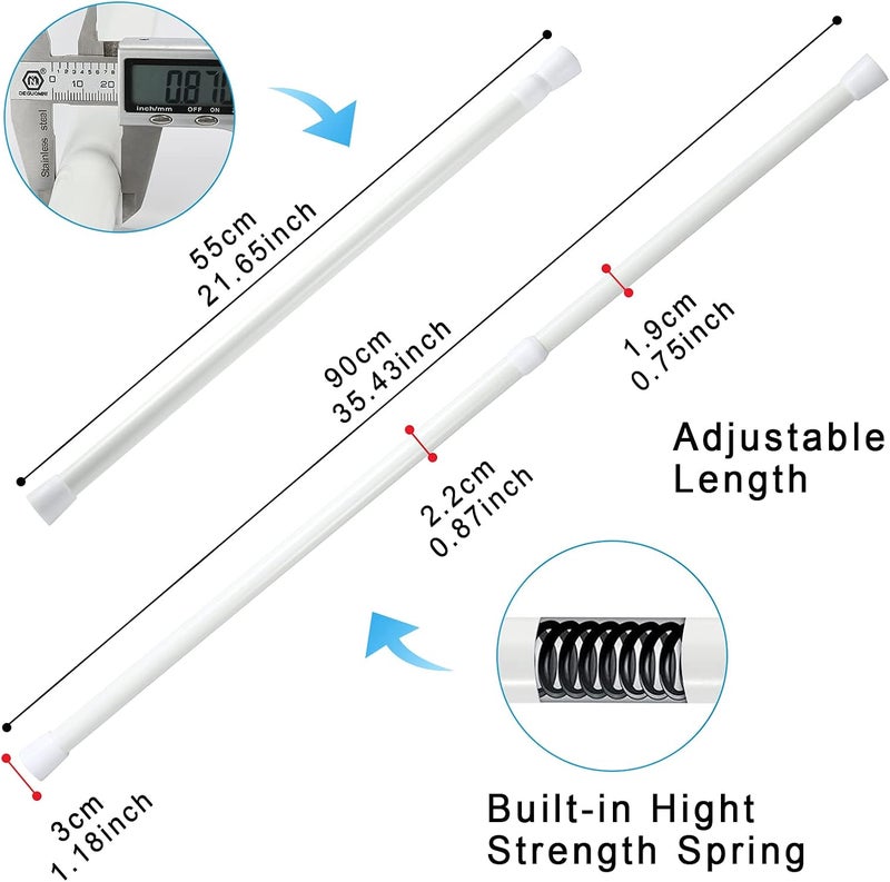 OEH Upgrade Tension Rod, Tension Rods, No Drilling Rustproof Tension curtain rod, Spring Adjustable Tension Rods for Window, Bathroom, Closet, Kitchen, Doorway, 0.9" Diameter (22"to 35"-2PCS) - Image 3